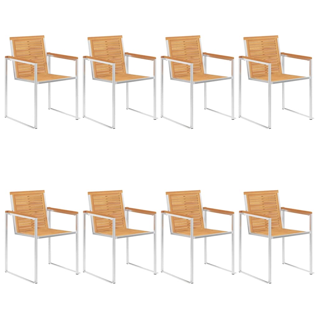 Tuinstoelen 8 st met kussens massief teakhout is nu te koop bij PeponiXL, paradijselijk wonen!