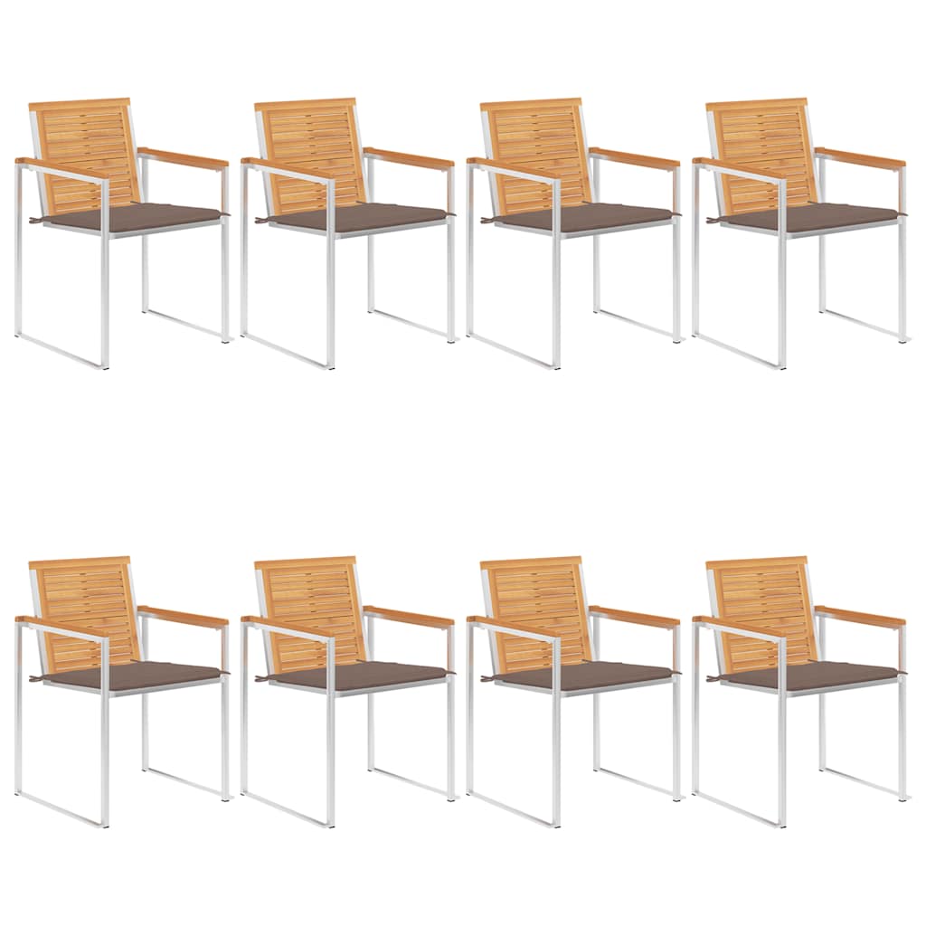 Tuinstoelen 8 st met kussens massief teakhout is nu te koop bij PeponiXL, paradijselijk wonen!