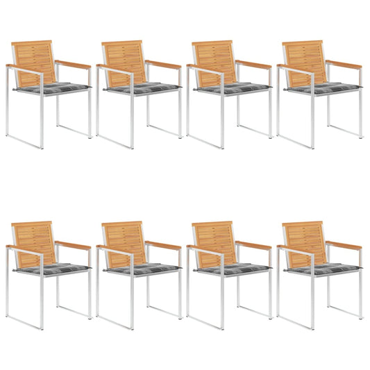 Tuinstoelen 8 st met kussens massief teakhout is nu te koop bij PeponiXL, paradijselijk wonen!