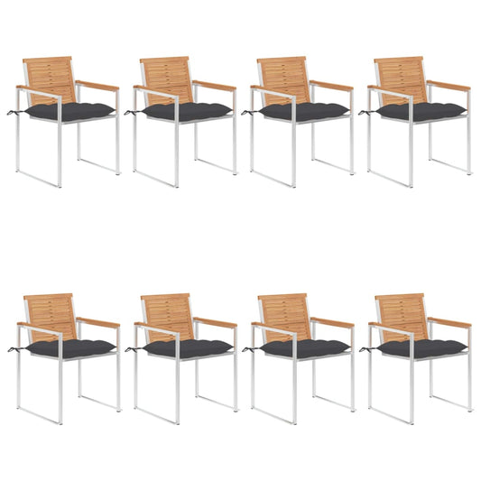 Tuinstoelen 8 st met kussens massief teakhout is nu te koop bij PeponiXL, paradijselijk wonen!