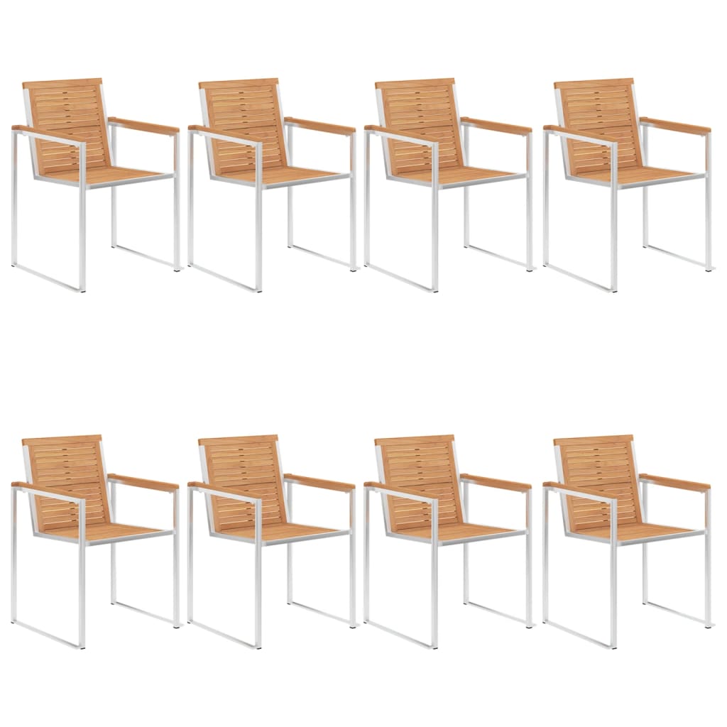 Tuinstoelen 8 st met kussens massief teakhout is nu te koop bij PeponiXL, paradijselijk wonen!