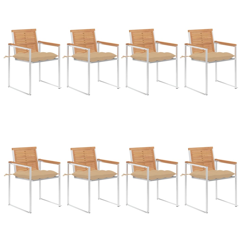 Tuinstoelen 8 st met kussens massief teakhout is nu te koop bij PeponiXL, paradijselijk wonen!