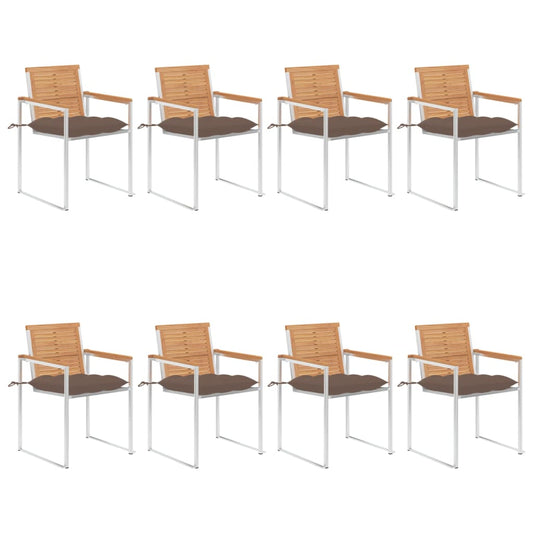 Tuinstoelen 8 st met kussens massief teakhout is nu te koop bij PeponiXL, paradijselijk wonen!