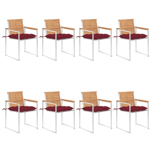Tuinstoelen 8 st met kussens massief teakhout is nu te koop bij PeponiXL, paradijselijk wonen!