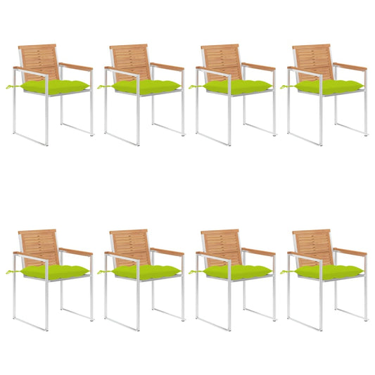 Tuinstoelen 8 st met kussens massief teakhout is nu te koop bij PeponiXL, paradijselijk wonen!
