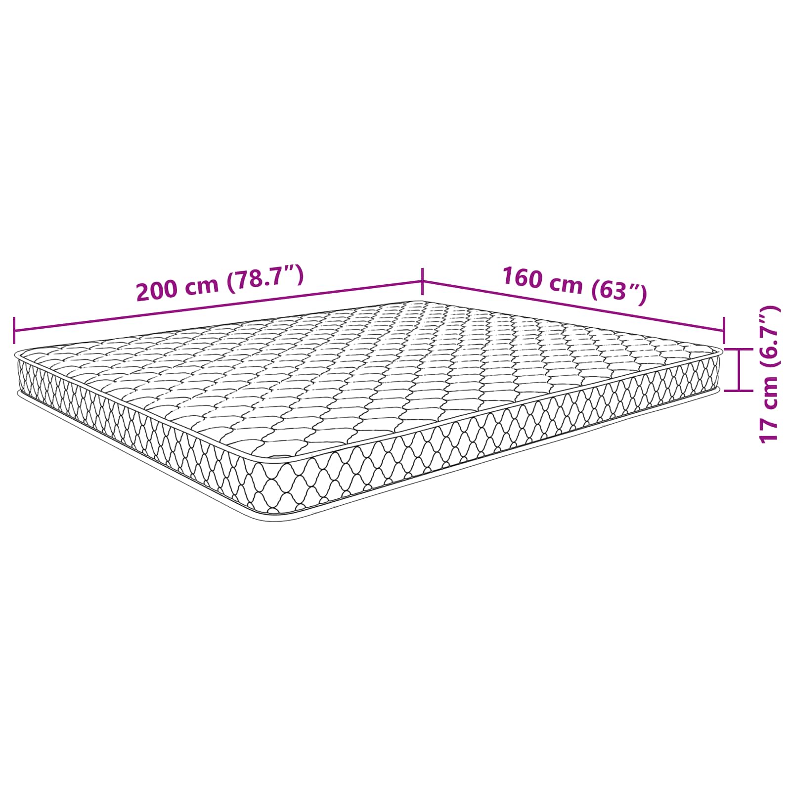 Matras vidaXL Matras Zacht Wit Wit 200 x 160 x 17 cm PU Schuim is nu te koop bij PeponiXL, paradijselijk wonen!