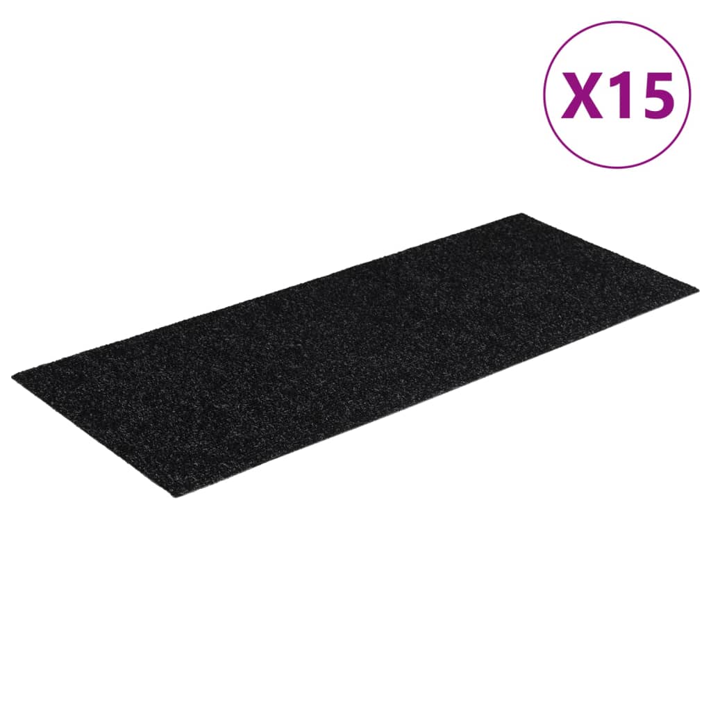Trapmatten Zelfklevend 15 stuks 60x25 cm Zwart Rechthoekig is nu te koop bij PeponiXL, paradijselijk wonen!