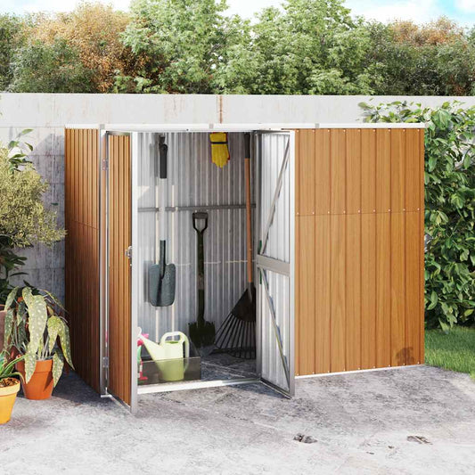 Tuinschuur 225x89x161 cm gegalvaniseerd staal bruin is nu te koop bij PeponiXL, paradijselijk wonen!