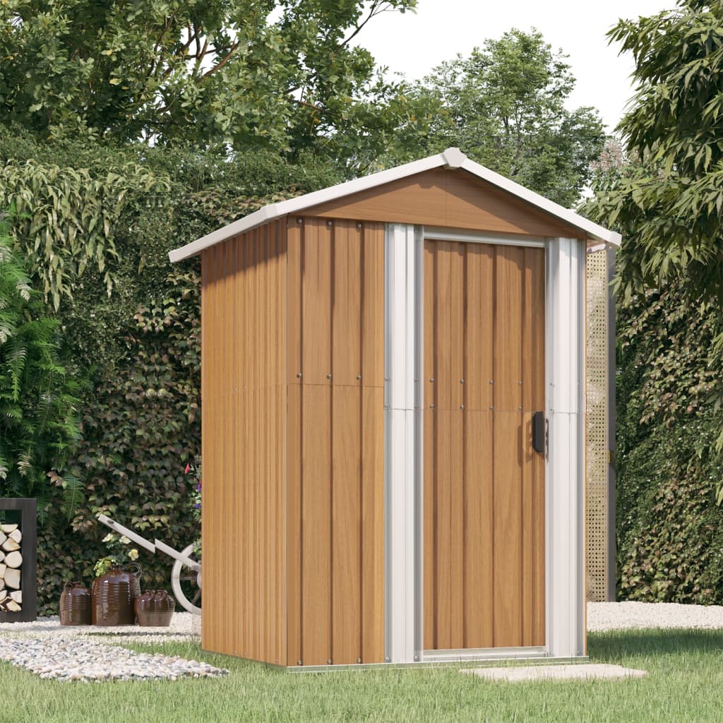 Tuinhuis Bruin 126x97,5x177 cm Gegalvaniseerd Staal is nu te koop bij PeponiXL, paradijselijk wonen!