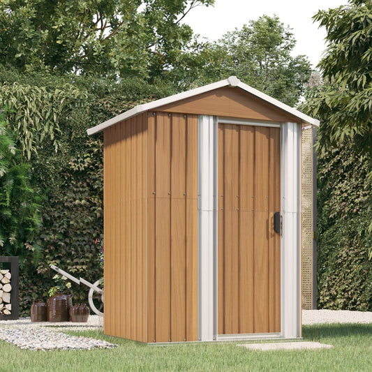 Tuinhuis Bruin 126x97,5x177 cm Gegalvaniseerd Staal is nu te koop bij PeponiXL, paradijselijk wonen!