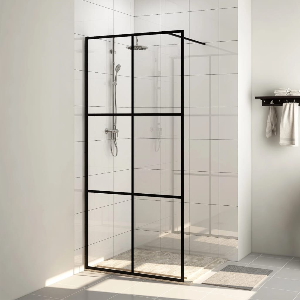 Inloopdouchewand 80x195 cm ESG-glas transparant en zwart is nu te koop bij PeponiXL, paradijselijk wonen!