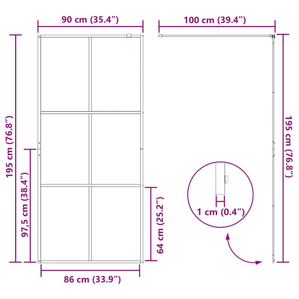 Inloopdouchewand 90x195 cm ESG-glas transparant en zwart is nu te koop bij PeponiXL, paradijselijk wonen!