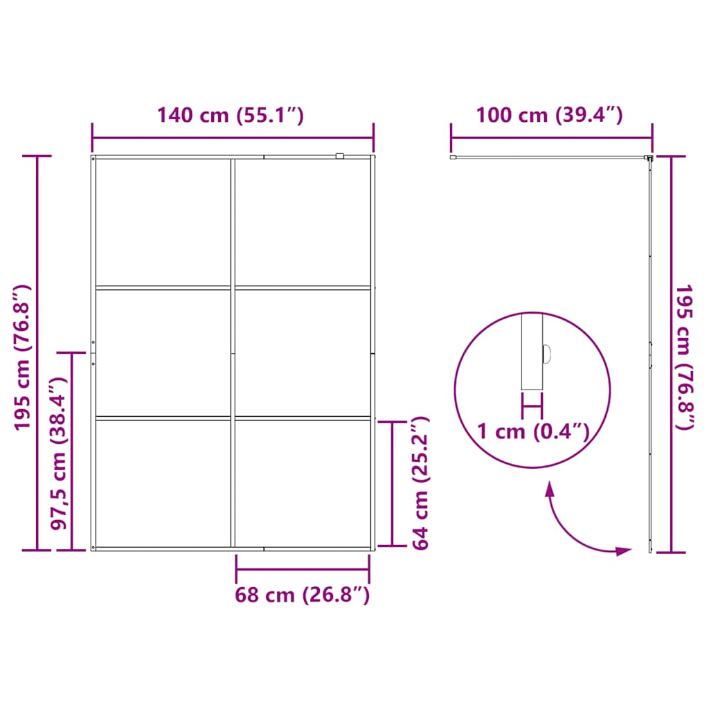 Inloopdouchewand 140x195 cm ESG-glas transparant en zwart is nu te koop bij PeponiXL, paradijselijk wonen!