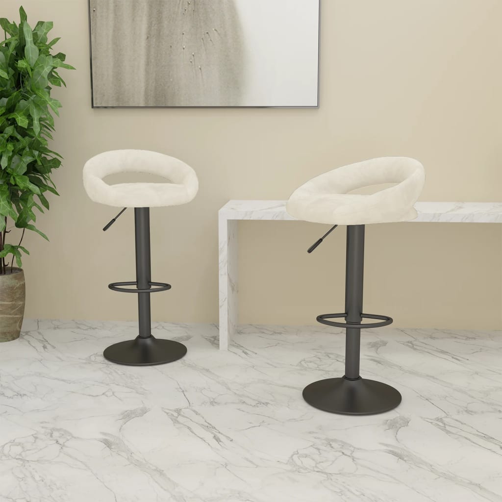 Barkrukken 2 st fluweel crèmekleurig is nu te koop bij PeponiXL, paradijselijk wonen!