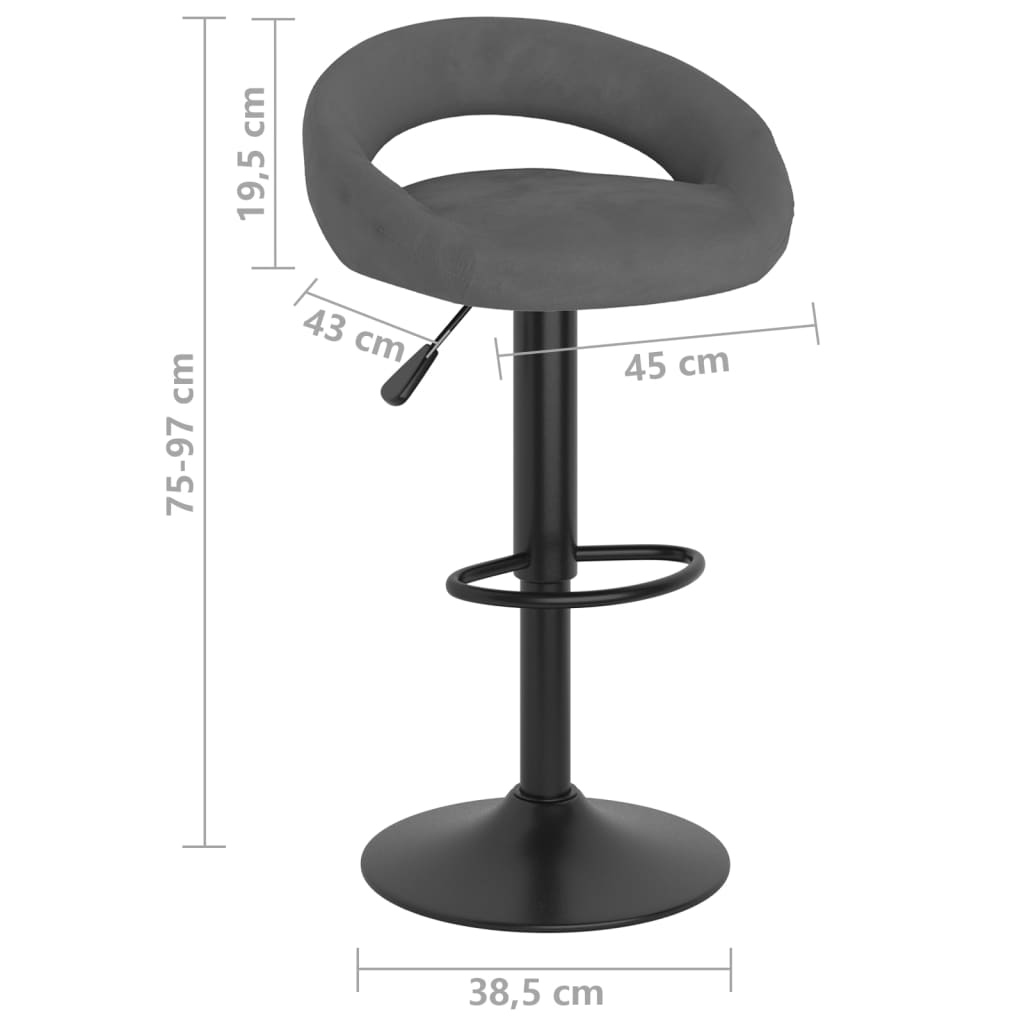 Barkrukken 2 st fluweel donkergrijs is nu te koop bij PeponiXL, paradijselijk wonen!