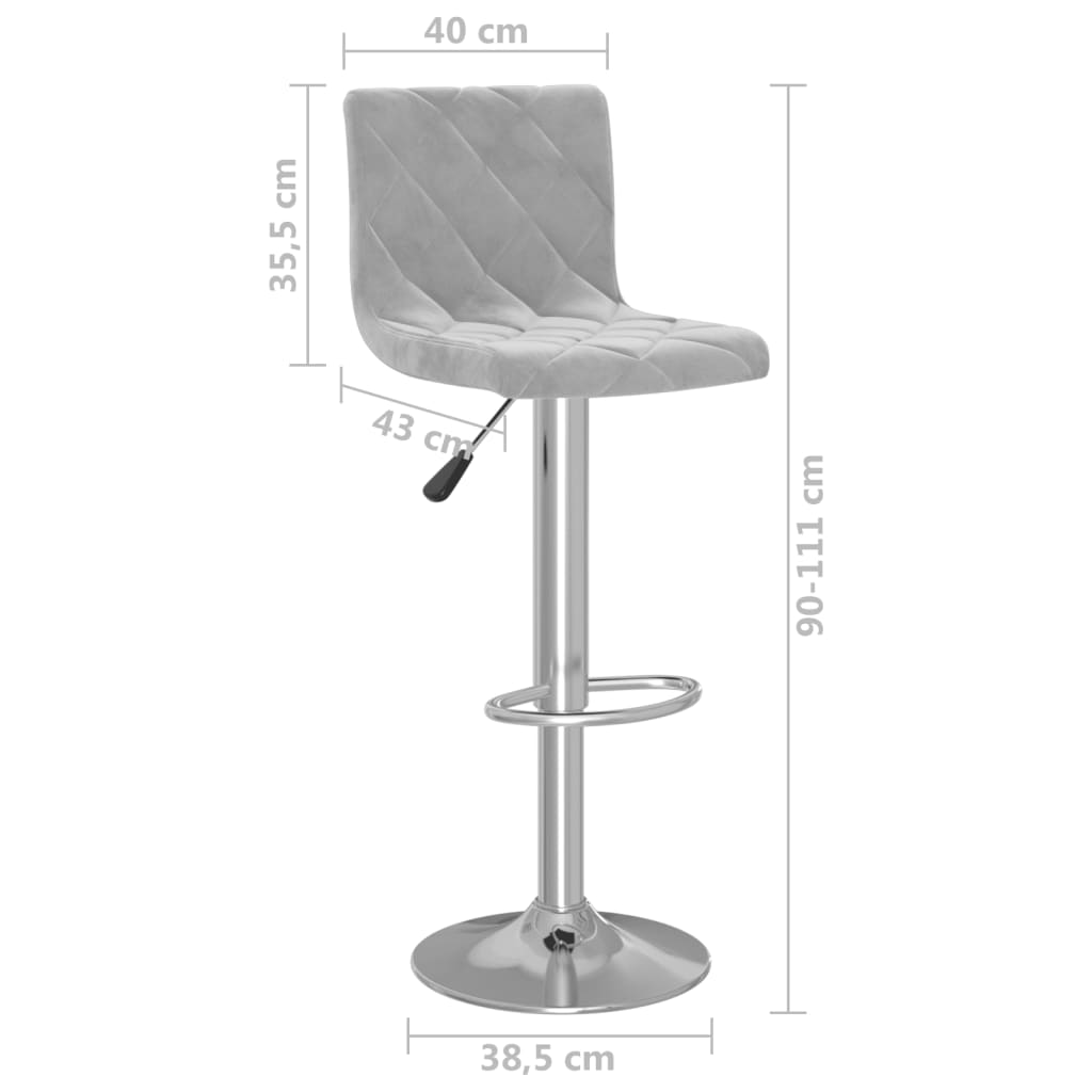 Barkrukken 2 st fluweel lichtgrijs is nu te koop bij PeponiXL, paradijselijk wonen!