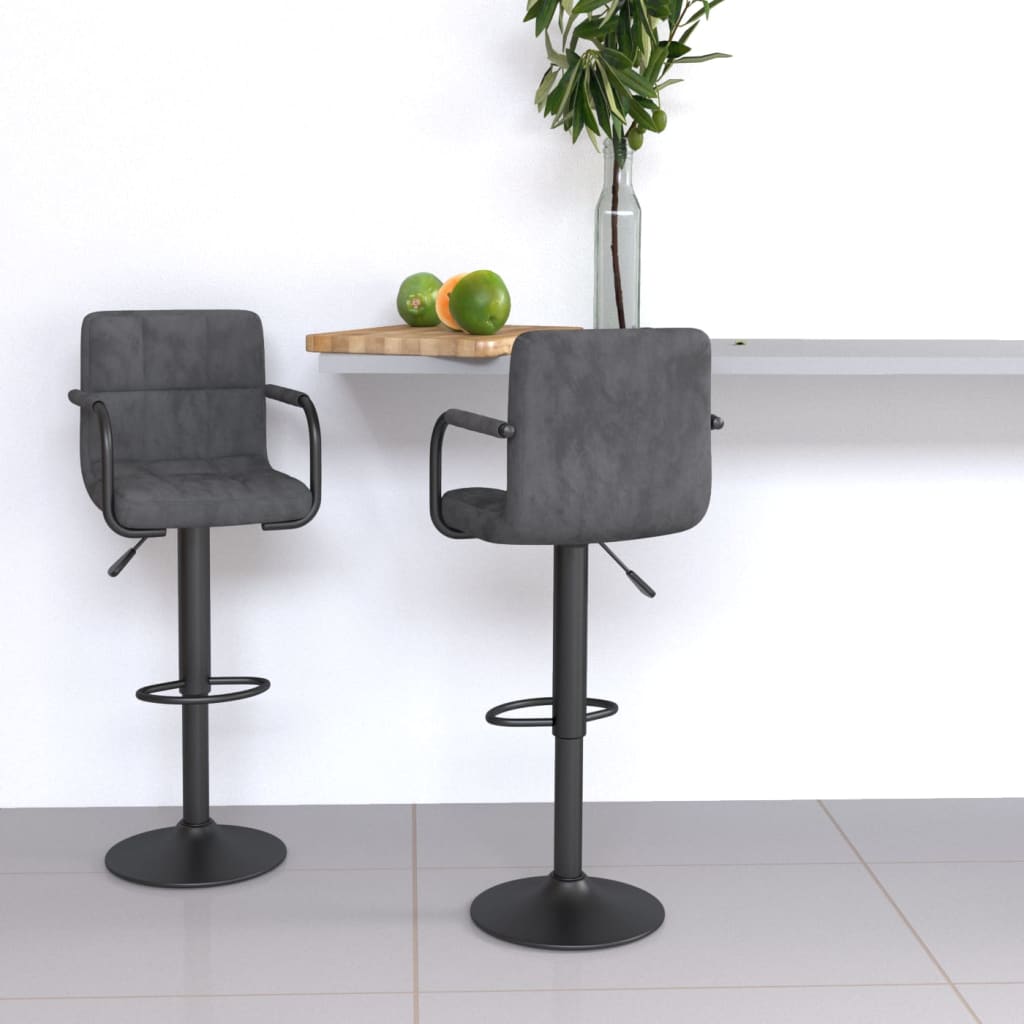 Barkrukken 2 st fluweel donkergrijs is nu te koop bij PeponiXL, paradijselijk wonen!