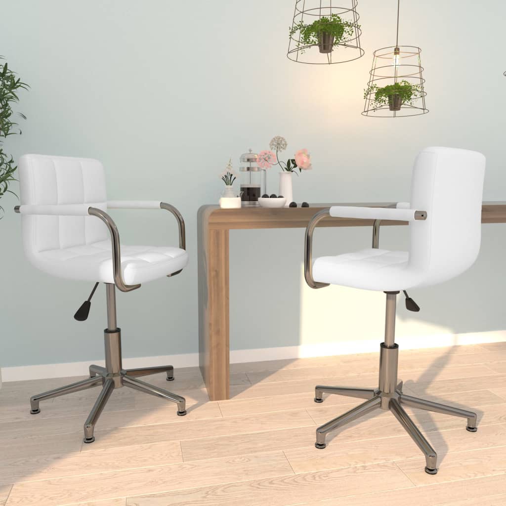 Eetkamerstoelen draaibaar 2 st kunstleer wit is nu te koop bij PeponiXL, paradijselijk wonen!