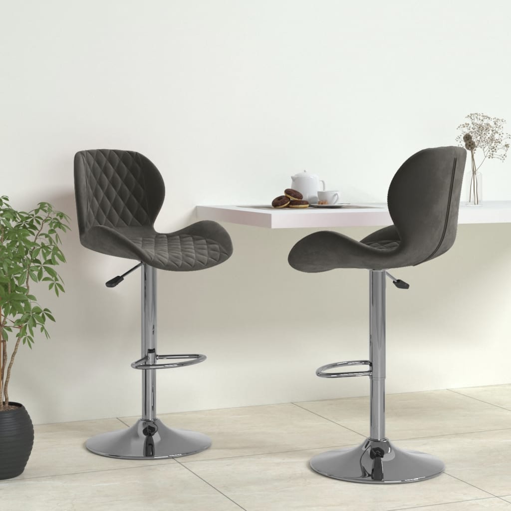 Barkrukken 2 st fluweel donkergrijs is nu te koop bij PeponiXL, paradijselijk wonen!