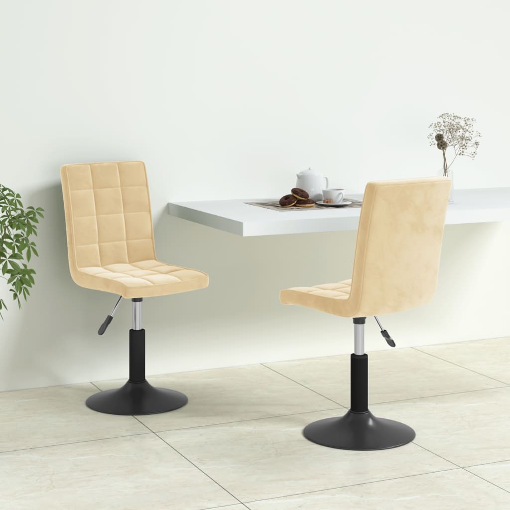 Eetkamerstoelen draaibaar 2 st fluweel crèmekleurig is nu te koop bij PeponiXL, paradijselijk wonen!