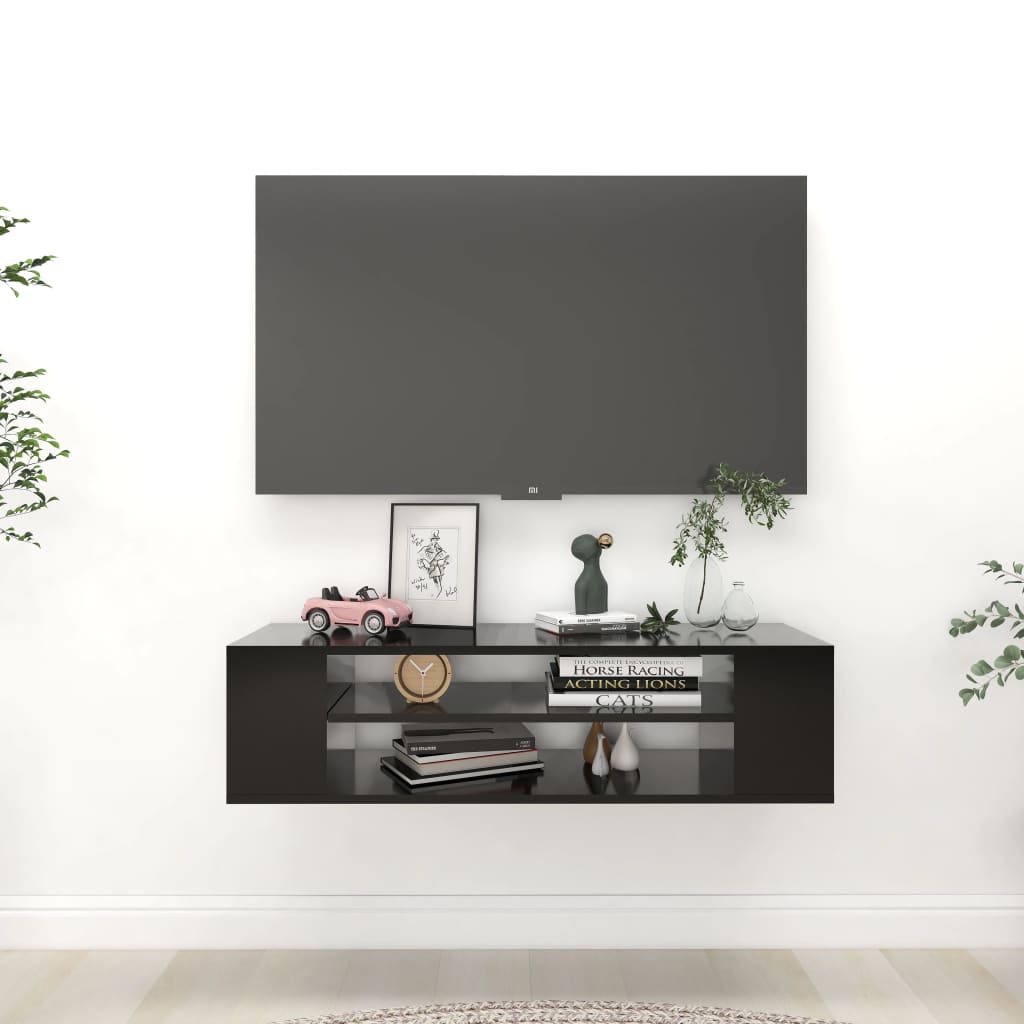 Tv-hangmeubel 100x30x26,5 cm bewerkt hout zwart is nu te koop bij PeponiXL, paradijselijk wonen!