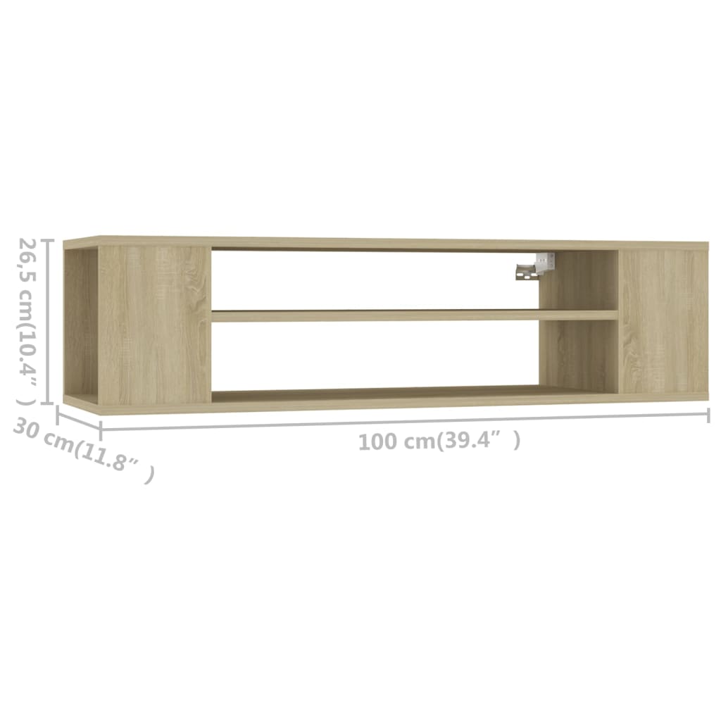 Tv-hangmeubel 100x30x26,5 cm bewerkt hout sonoma eikenkleurig is nu te koop bij PeponiXL, paradijselijk wonen!