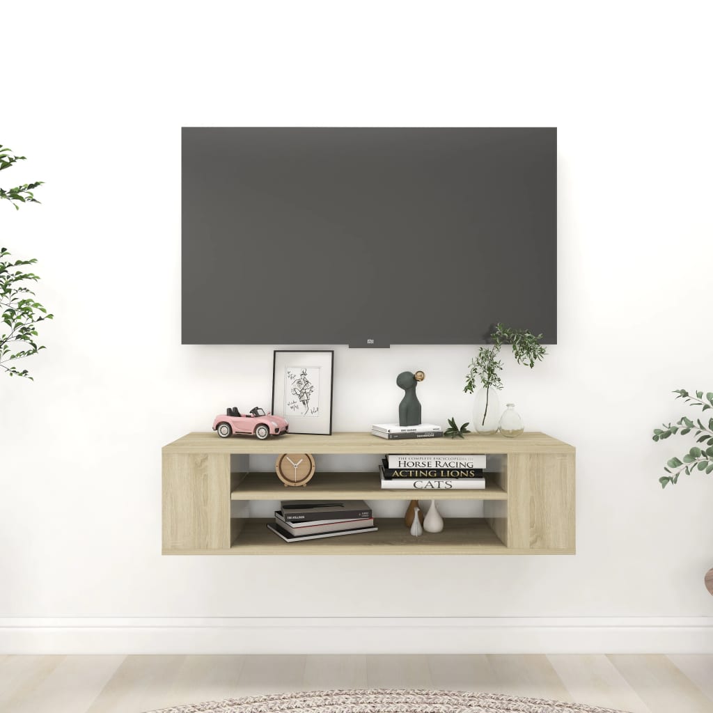 Tv-hangmeubel 100x30x26,5 cm bewerkt hout sonoma eikenkleurig is nu te koop bij PeponiXL, paradijselijk wonen!