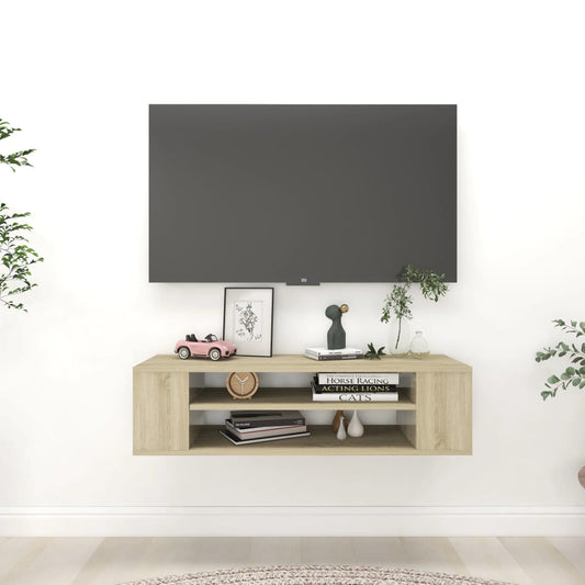 Tv-hangmeubel 100x30x26,5 cm bewerkt hout sonoma eikenkleurig is nu te koop bij PeponiXL, paradijselijk wonen!