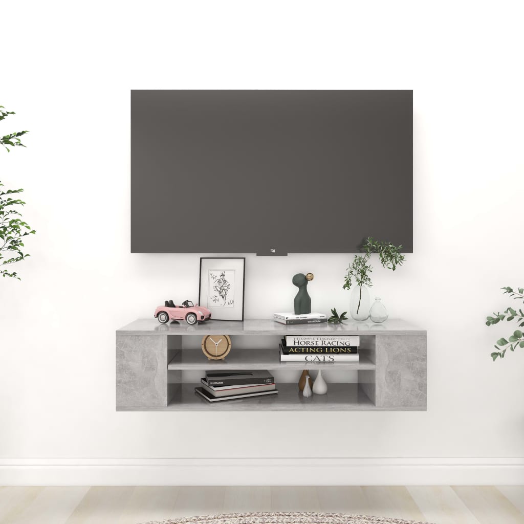 Tv-hangmeubel 100x30x26,5 cm bewerkt hout betongrijs is nu te koop bij PeponiXL, paradijselijk wonen!