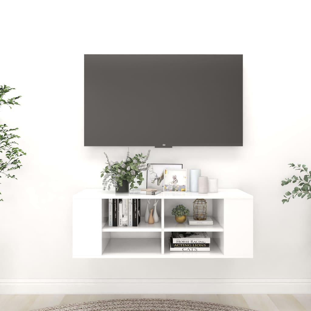 Tv-wandmeubel 102x35x35 cm bewerkt hout wit is nu te koop bij PeponiXL, paradijselijk wonen!
