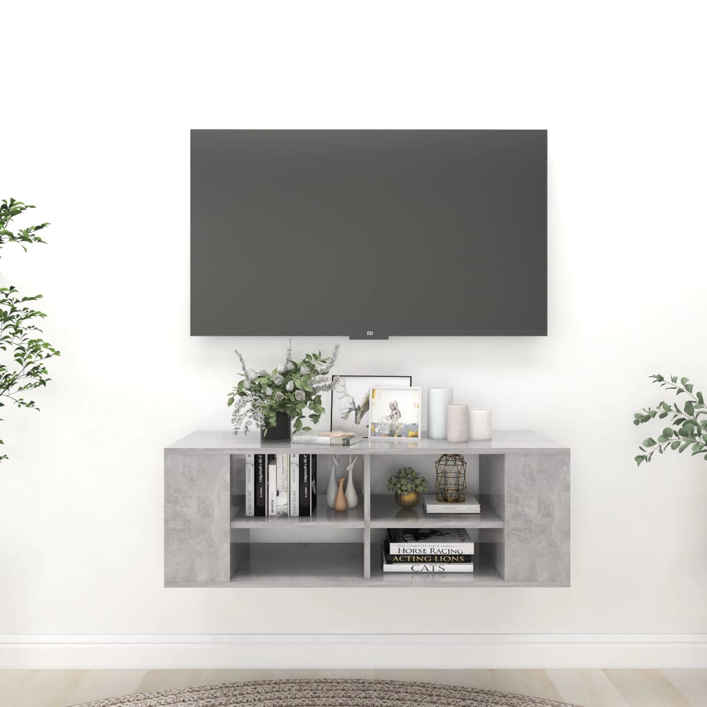 Tv-wandmeubel 102x35x35 cm bewerkt hout betongrijs is nu te koop bij PeponiXL, paradijselijk wonen!