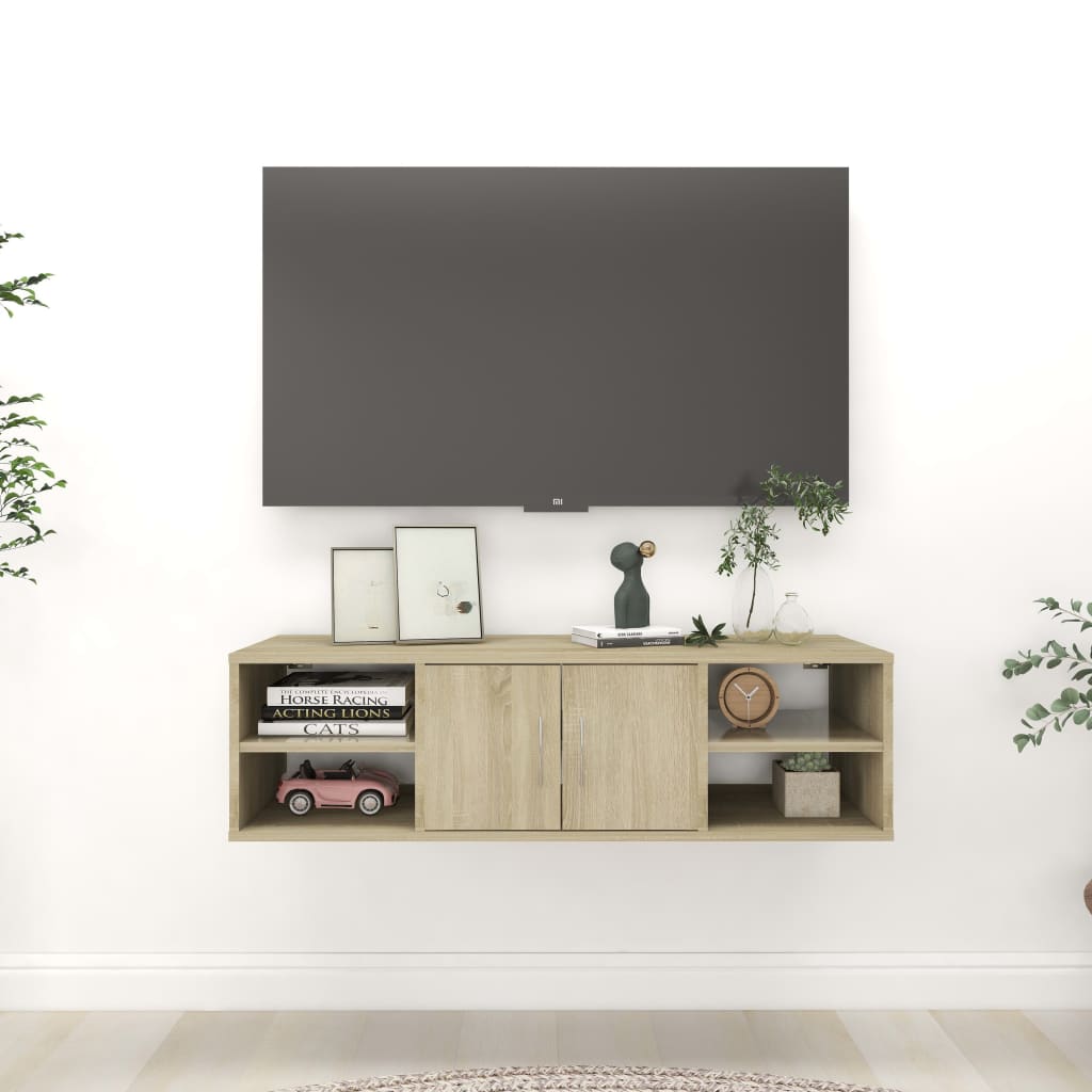 Wandschap 102x30x29 cm bewerkt hout sonoma eikenkleurig is nu te koop bij PeponiXL, paradijselijk wonen!