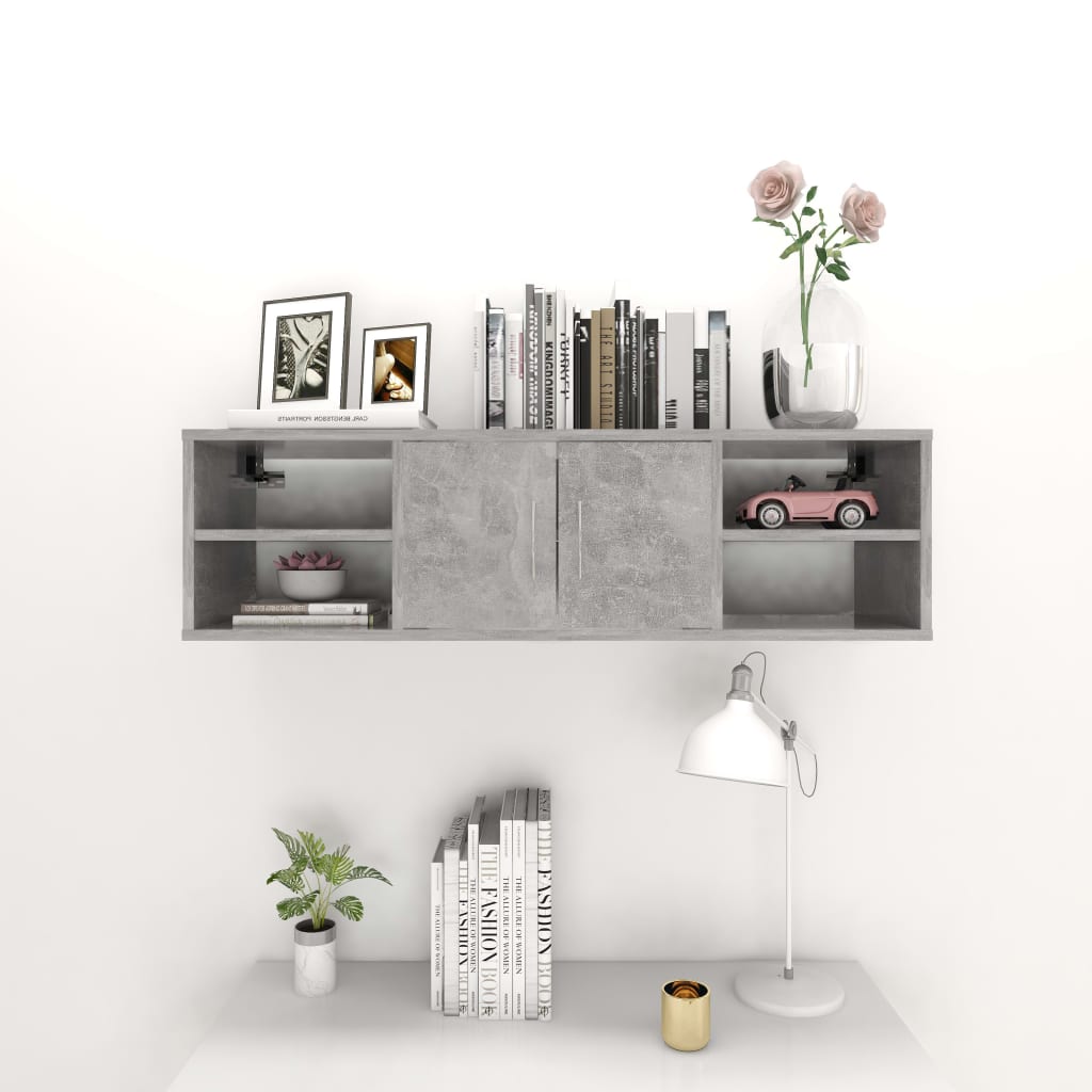 Wandschap 102x30x29 cm bewerkt hout betongrijs is nu te koop bij PeponiXL, paradijselijk wonen!