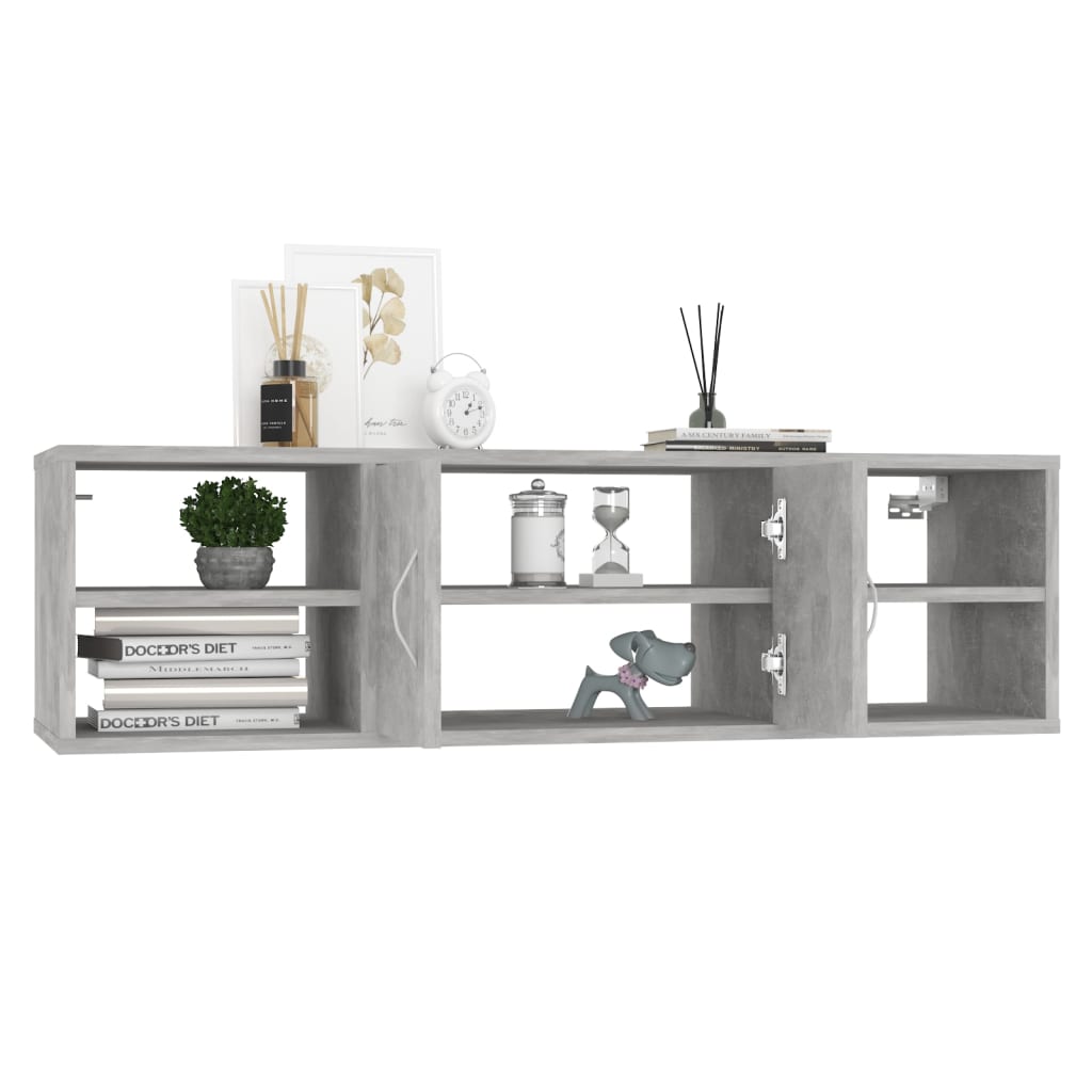 Wandschap 102x30x29 cm bewerkt hout betongrijs is nu te koop bij PeponiXL, paradijselijk wonen!