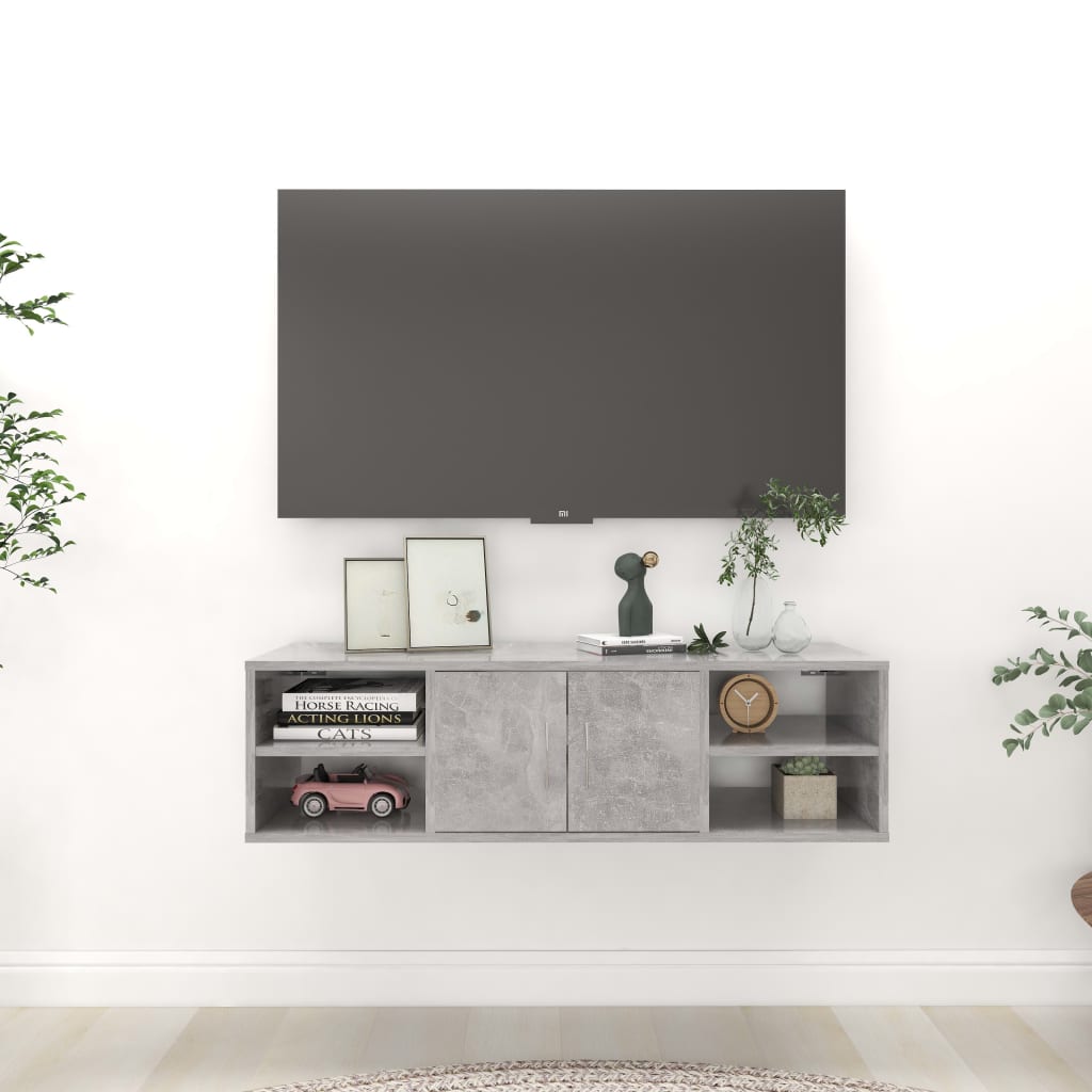 Wandschap 102x30x29 cm bewerkt hout betongrijs is nu te koop bij PeponiXL, paradijselijk wonen!