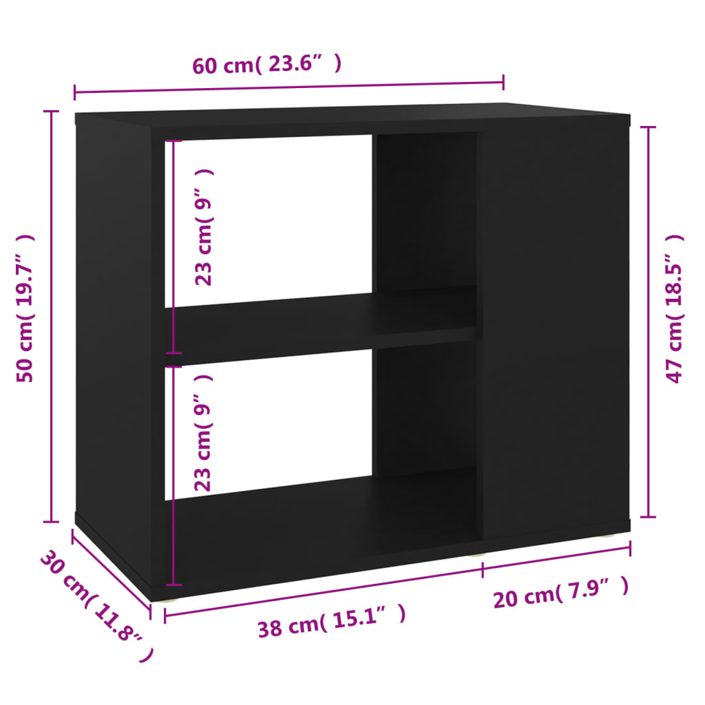 Bijzetkast 60x30x50 cm bewerkt hout zwart is nu te koop bij PeponiXL, paradijselijk wonen!