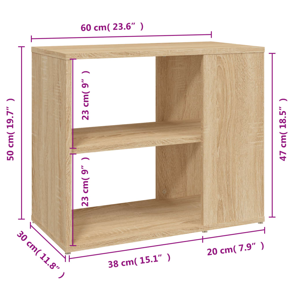 Bijzetkast 60x30x50 cm bewerkt hout sonoma eikenkleurig is nu te koop bij PeponiXL, paradijselijk wonen!