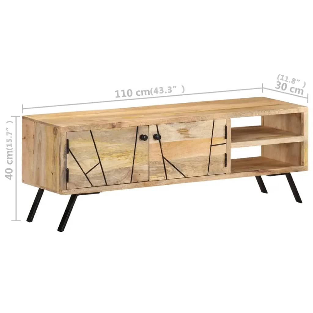 Tv-meubel 110x30x40 cm massief mangohout is nu te koop bij PeponiXL, paradijselijk wonen!