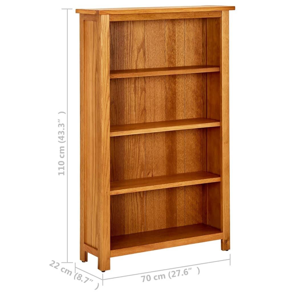 Boekenkast met 4 schappen 70x22x110 cm massief eikenhout is nu te koop bij PeponiXL, paradijselijk wonen!
