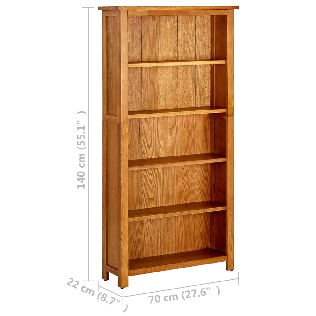 Boekenkast met 5 schappen 70x22x140 cm massief eikenhout is nu te koop bij PeponiXL, paradijselijk wonen!
