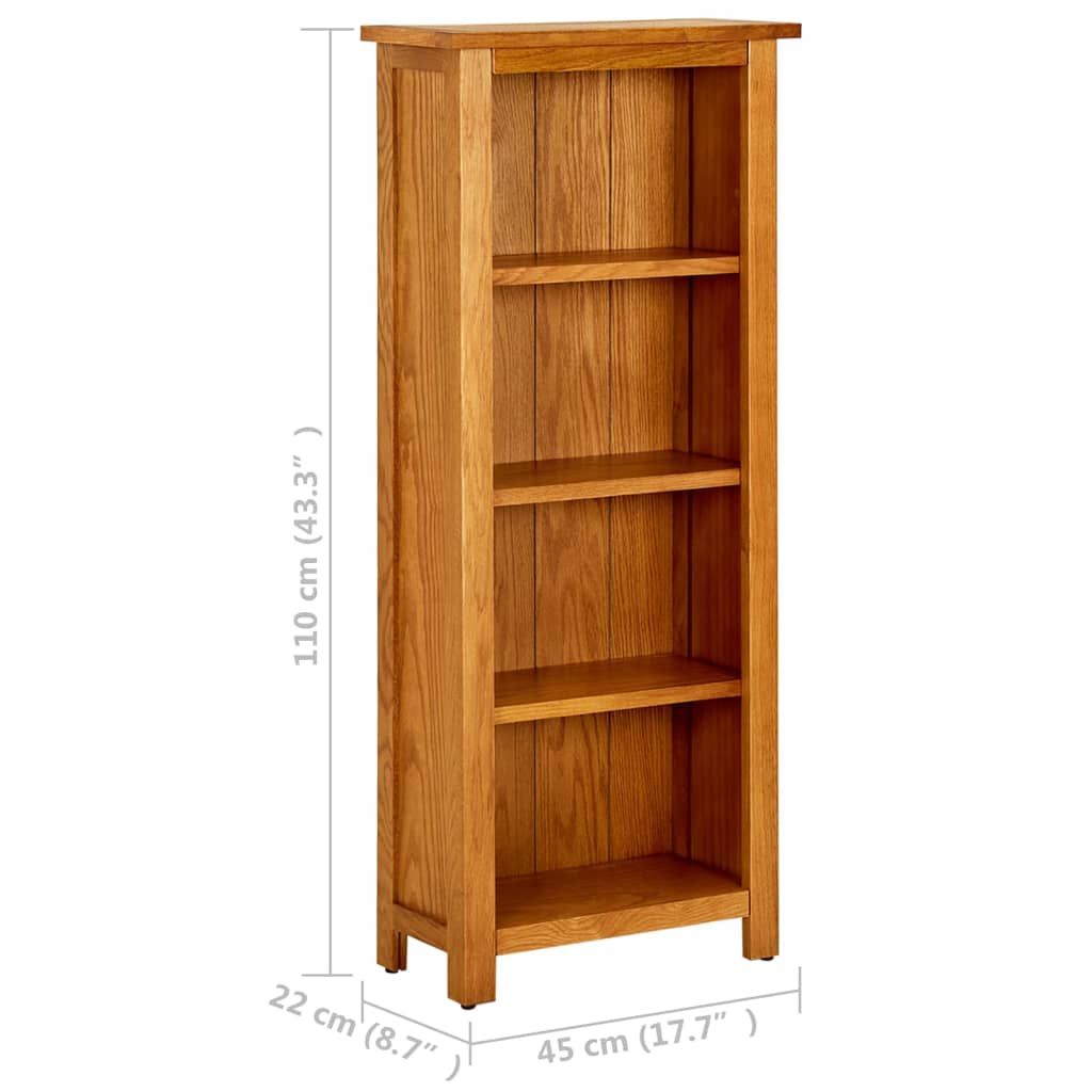 Boekenkast met 4 schappen 45x22x110 cm massief eikenhout is nu te koop bij PeponiXL, paradijselijk wonen!