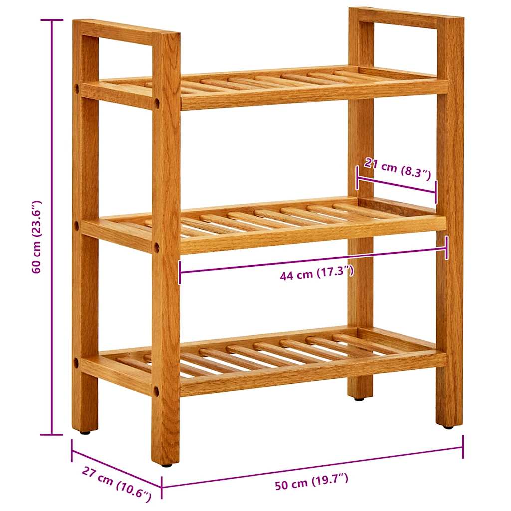 Schoenenrek met 3 schappen 50x27x60 cm massief eikenhout is nu te koop bij PeponiXL, paradijselijk wonen!