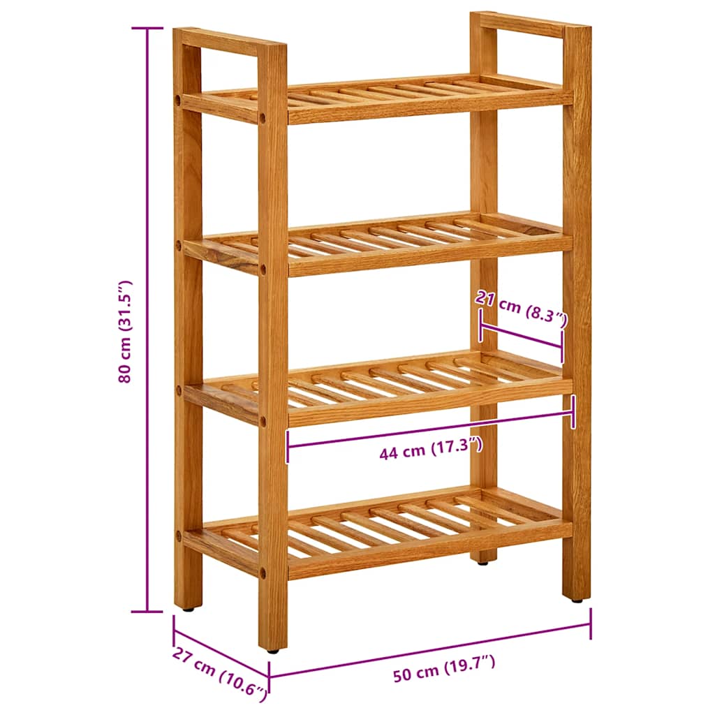Schoenenrek met 4 schappen 50x27x80 cm massief eikenhout is nu te koop bij PeponiXL, paradijselijk wonen!
