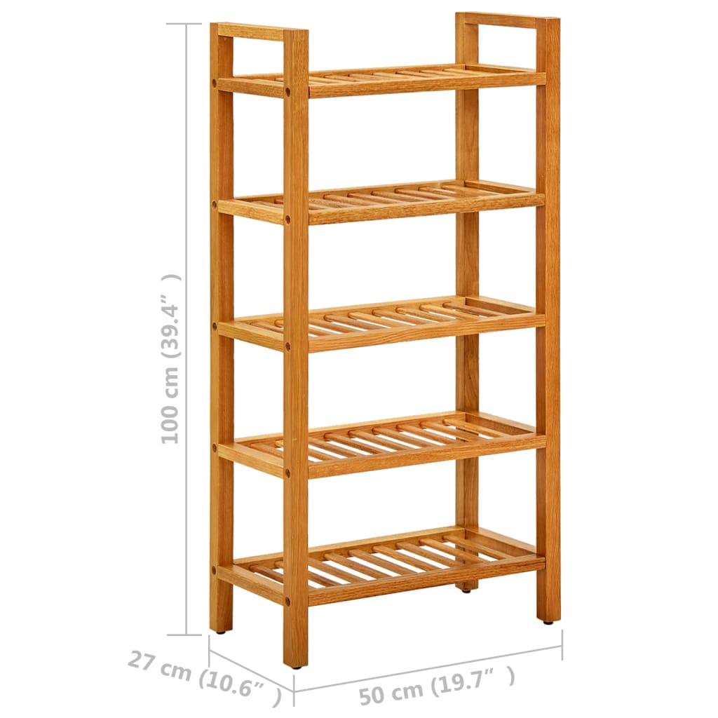 Schoenenrek met 5 schappen 50x27x100 cm massief eikenhout is nu te koop bij PeponiXL, paradijselijk wonen!
