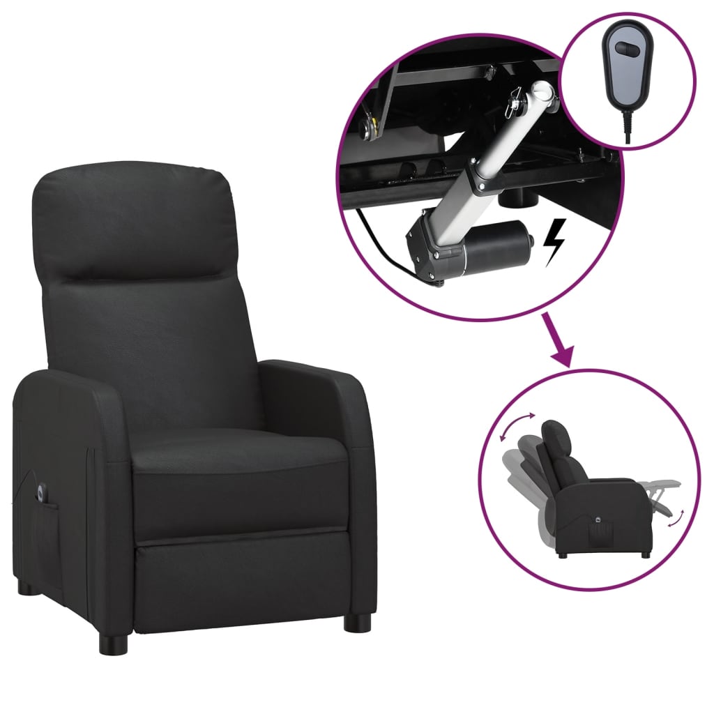 Fauteuil elektrisch verstelbaar kunstleer zwart is nu te koop bij PeponiXL, paradijselijk wonen!