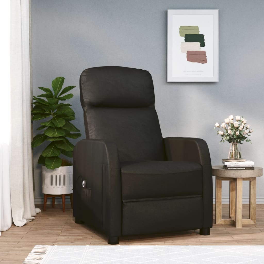 Fauteuil elektrisch verstelbaar kunstleer zwart is nu te koop bij PeponiXL, paradijselijk wonen!