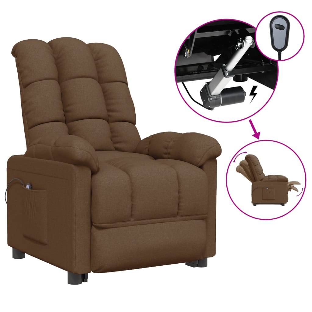 Fauteuil verstelbaar elektrisch stof bruin is nu te koop bij PeponiXL, paradijselijk wonen!