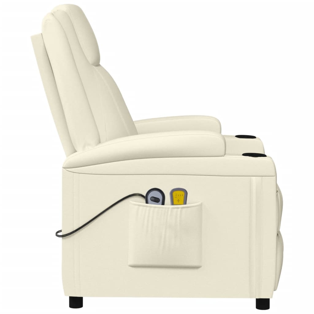 Massagestoel elektrisch kunstleer crèmewit is nu te koop bij PeponiXL, paradijselijk wonen!