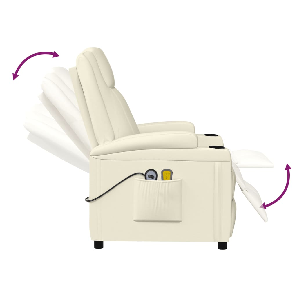 Massagestoel elektrisch kunstleer crèmewit is nu te koop bij PeponiXL, paradijselijk wonen!