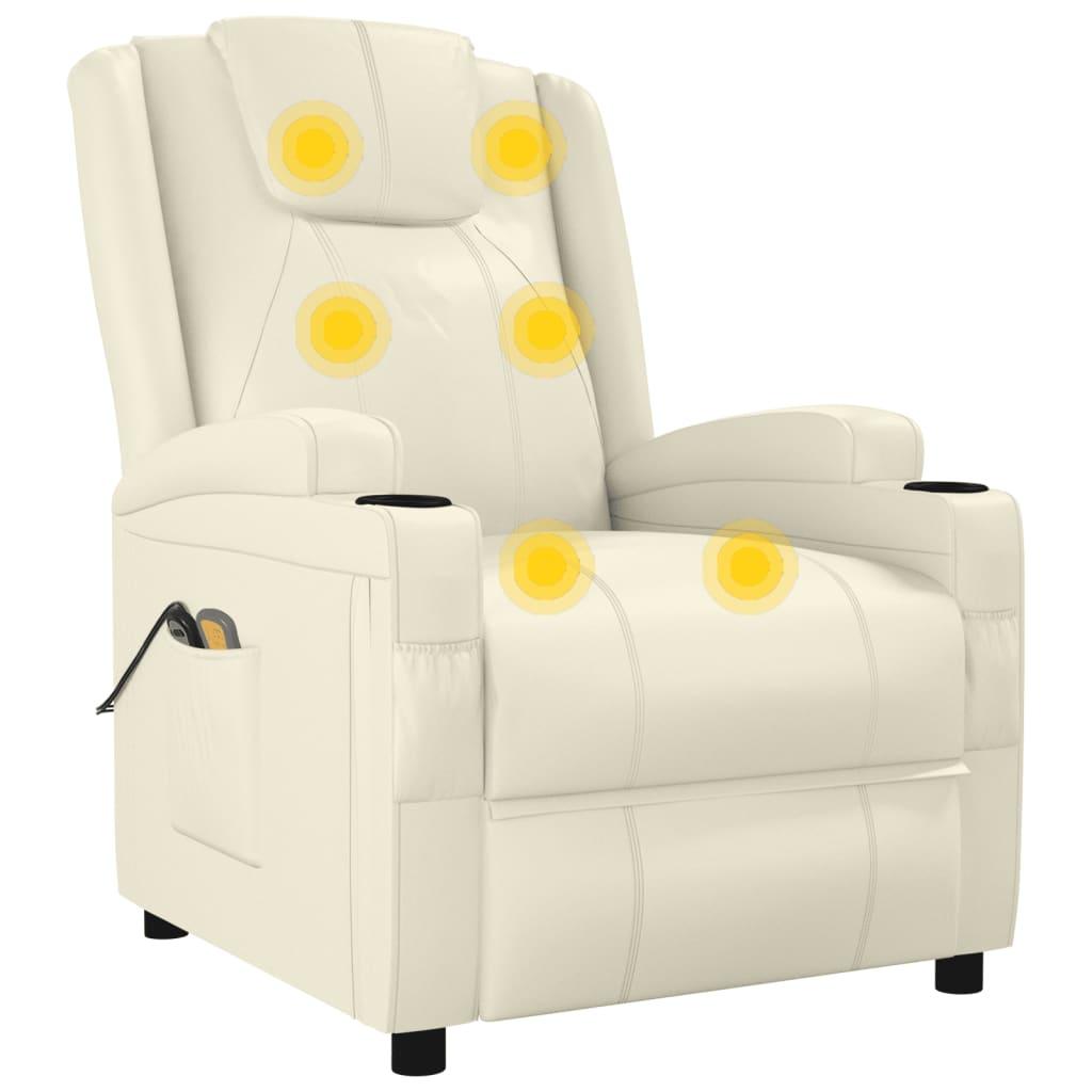 Massagestoel elektrisch kunstleer crèmewit is nu te koop bij PeponiXL, paradijselijk wonen!